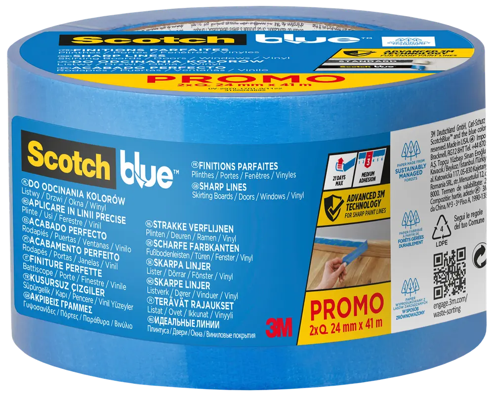 ScotchBlue™ PRO Afdækningstape 24 mm x 41 meter 2-pak