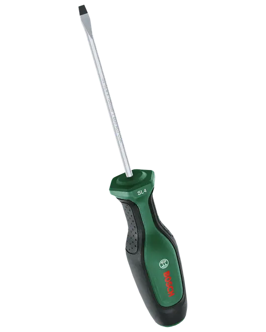Bosch isolerad spårskruvmejsel med grön och svart ergonomiskt handtag.