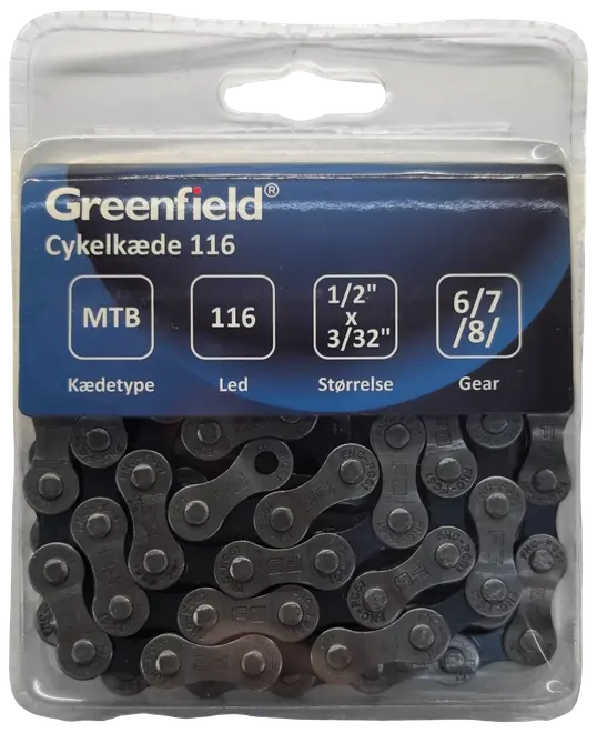 Greenfield cykelkedja – 116 länkar