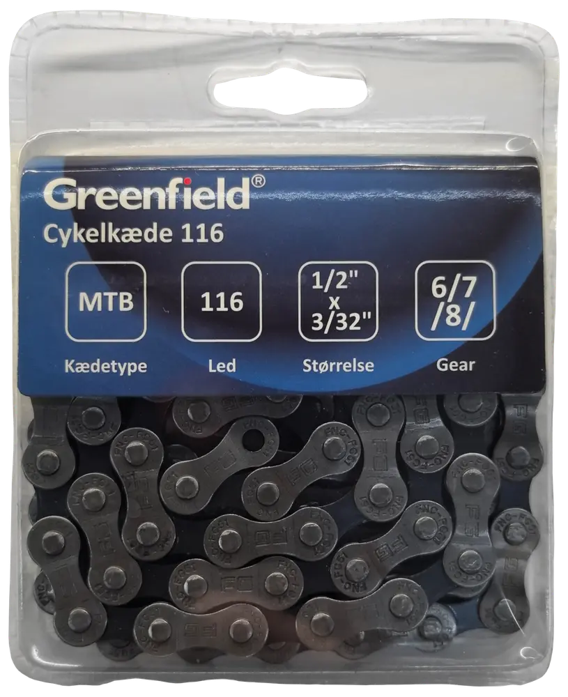 Greenfield cykelkedja – 116 länkar