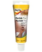 Polyfilla Plastisk Træ filler tube i mahogni, til inde- og udendørs brug, udfylder huller og revner i træ og lister.
