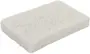Rektangulær hvid, ikke-ridsende skuresvamp med tekstureret overflade, velegnet til skånsom rengøring af sarte overflader som glas, keramik eller non-stick gryder.