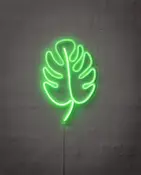 Neonskylt grönt löv H. 36 x B. 25 cm
