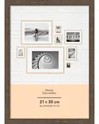 Billedramme i naturtræ, 21 x 30 cm, med enkelt design. Velegnet til vægmontering, perfekt til fotos eller kunstværker i moderne boligindretning.