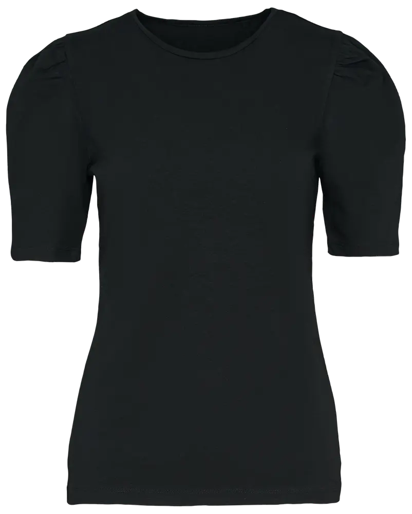 T-shirt med puffärmar - Svart