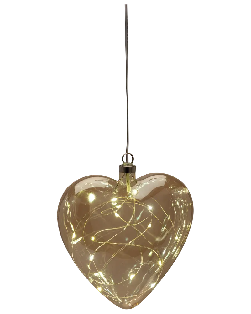 Glashjärta med LED 15 cm