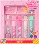 Børnemakeup-sæt med lyserød emballage, indeholder fire lipglosser, to neglelakker, seks øjenskygger og to applikatorer. Produkterne har sliktema. Velegnet til børn fra 6 år.