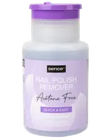 Sence neglelakfjerner uden acetone, 200 ml flaske med nem pumpe. Velegnet til naturlige og kunstige negle. Hurtig og nem formel i lilla beholder.