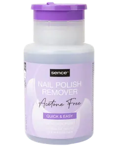 Sence neglelakfjerner uden acetone, 200 ml flaske med nem pumpe. Velegnet til naturlige og kunstige negle. Hurtig og nem formel i lilla beholder.
