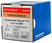 EXPANDET Rustfri A4 skrue 4,3 x 42 mm 200 stk.