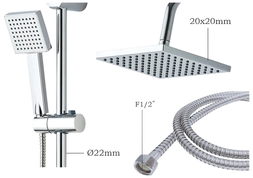 Duschstångset fyrkantig