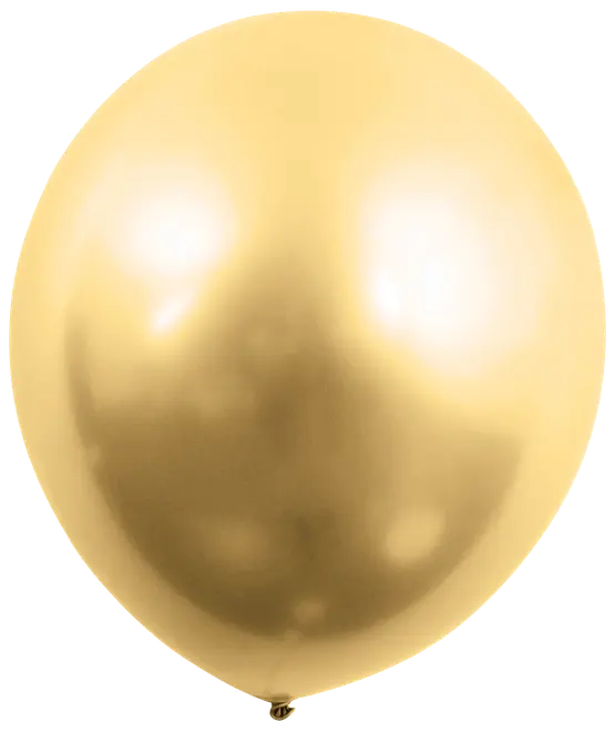 Blank guldlatexballong med slät, reflekterande yta. Standard rund form, uppblåst och klar att använda. Ingen tryckt design, perfekt för fest och dekoration.