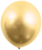 Blank gylden latexballon med glat, reflekterende overflade. Standard rund form, oppustet og klar til brug. Ingen trykte motiver, ideel til fester og dekoration.