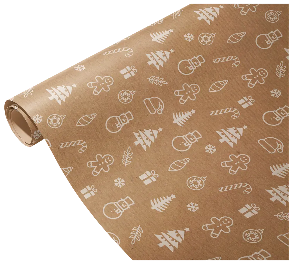 Kraftpapir Hvide Motiver - 4 m