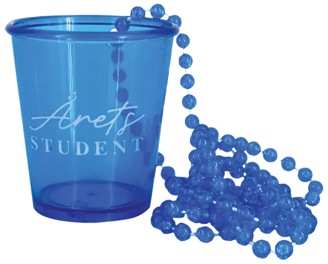 Student shotglas m/kæde - Blå