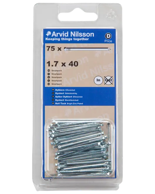 Arvid Nilsson Dykker firkantet 1,7 x 40 mm 75-pak