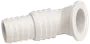 Vit plastslangkoppling med räfflad design för säker fastsättning, flänsad ände för enkel anslutning, passar VVS eller vätsketransport.