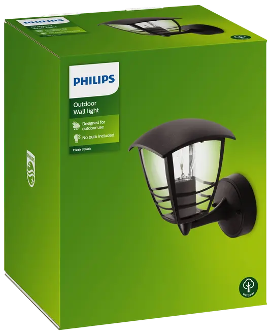 PHILIPS Væglampe Creek up E27 - sort