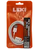 LEKI Denmark USB til Lightning-kabel, 2,0 meter langt, hvidt, til opladning og synkronisering af iPhone og iPad. Leveres i orange genlukkelig pose med produktinformation.