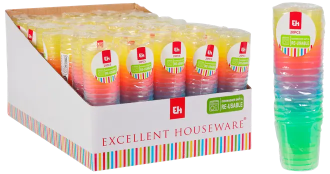 Shotglas farvet 3 cl genanvendelig 20-pak