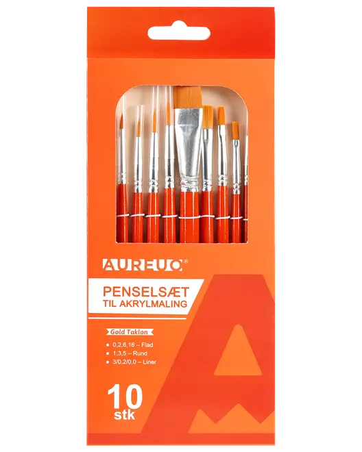 Penselsæt til akrylmaling 10 stk. A