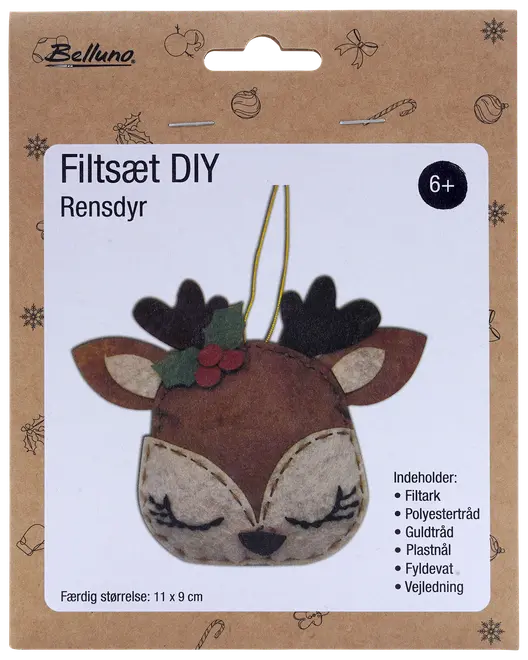 DIY filtset för att skapa en ren. Innehåller filtark, polyestertråd, guldtråd, plastnål, vadd och instruktioner. Färdig storlek: 11 x 9 cm. Från 6 år.