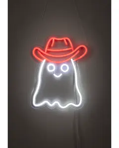 Neonskylt - Spöke med cowboyhatt