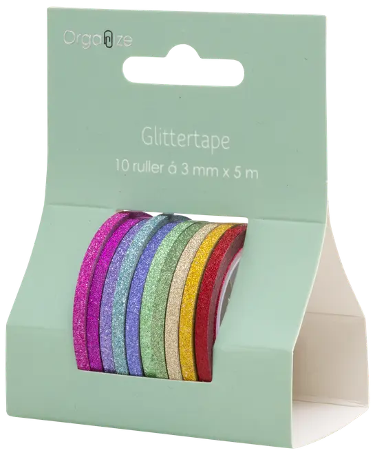 GLITTERTEJP 10 RULLAR 3MMX3,5M
