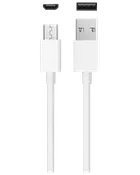 Hvid USB-opladerkabel med USB-A- og micro-USB-stik.