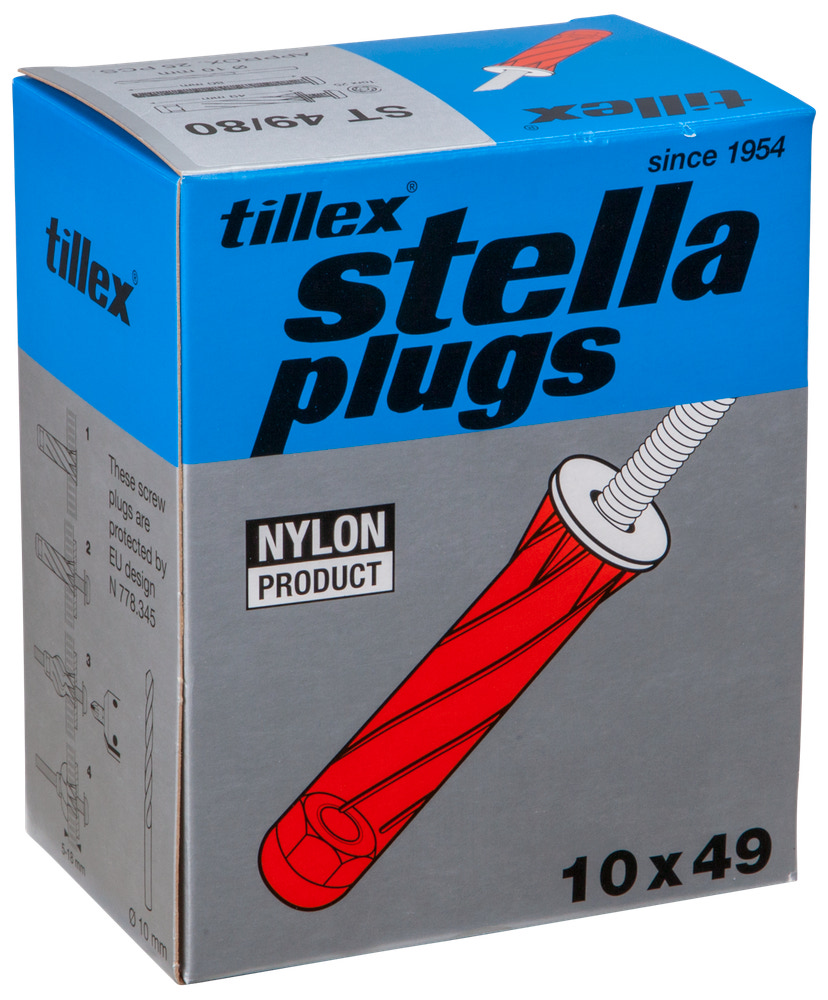 Tillex Plugs pan 5 x 80 mm - rød 25-pak