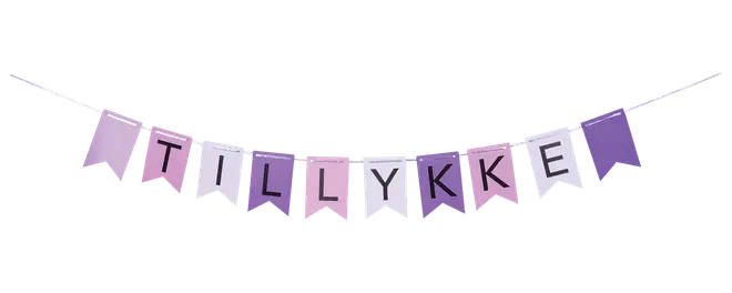 Guirlande Tillykke - Pink og lilla