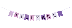 Guirlande Tillykke - Pink og lilla