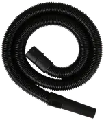 Fleksibel sort støvsugerslange med rillet overflade, to plastforbindelser i enderne til montering på støvsuger og tilbehør, passer til standard støvsugermodeller.
