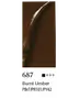 Burnt Umber malerprøve, dyb brun blank farveprøve mærket 687 med pigmentkode PB7/PR101/PY42.