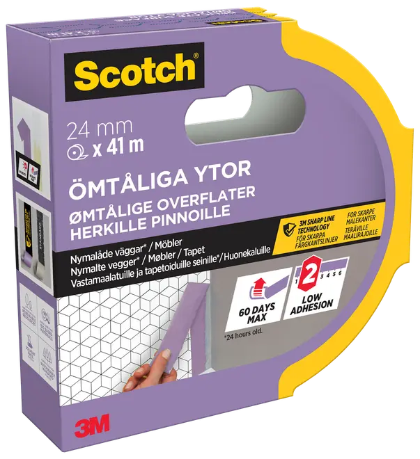 Scotch® Afdækningstape Sarte overflader 41 meter - 24 mm