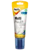 Polyfilla Multi Filler i en klembar tube med applikator, velegnet til udfyldning af små huller og revner i vægge og lofter, hvid farve, nem at bruge.