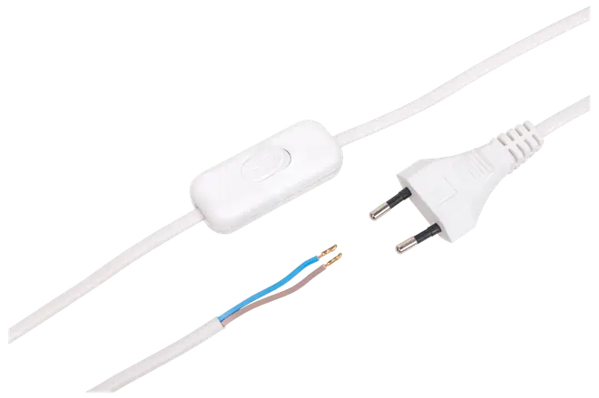 Ledning med afbryder 4 m - hvid