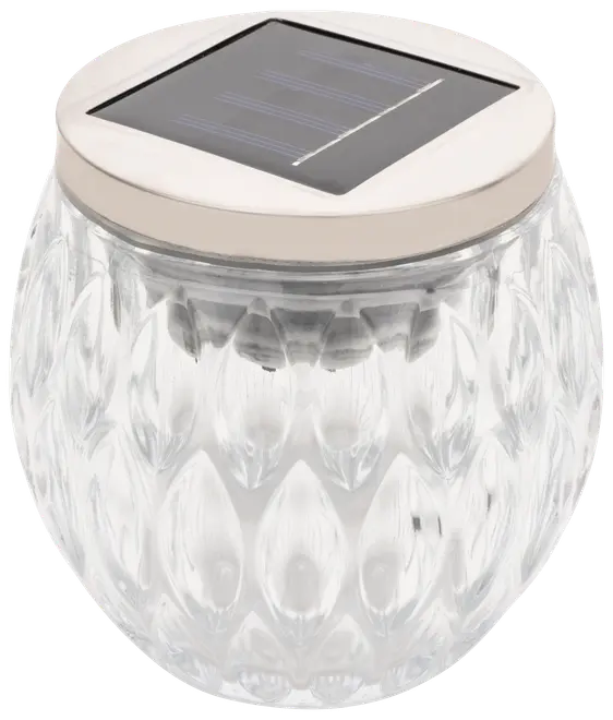 Solcellelampe glas H. 10 cm - assorteret