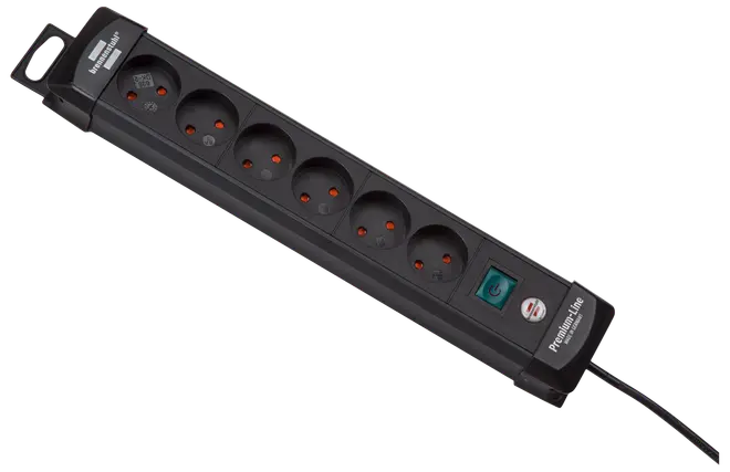 Stikdåse 6 udtag - sort