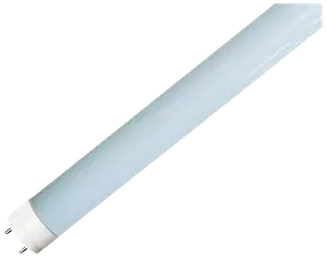Cylindrisk lysstofrør med hvide endekapper og metalstifter til elektrisk tilslutning, velegnet til loftarmaturer eller kommerciel belysning.