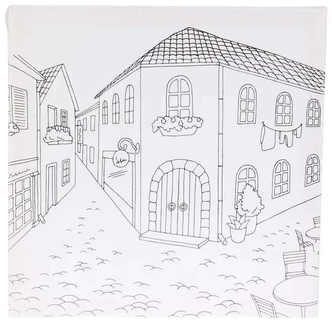 Lærred med motiv og akrylmaling