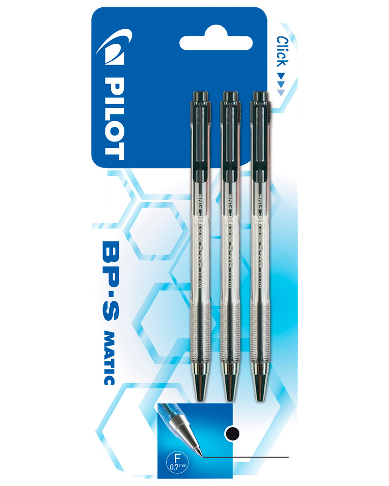 Pilot BP-S Matic Kuglepen 3-pak - sort