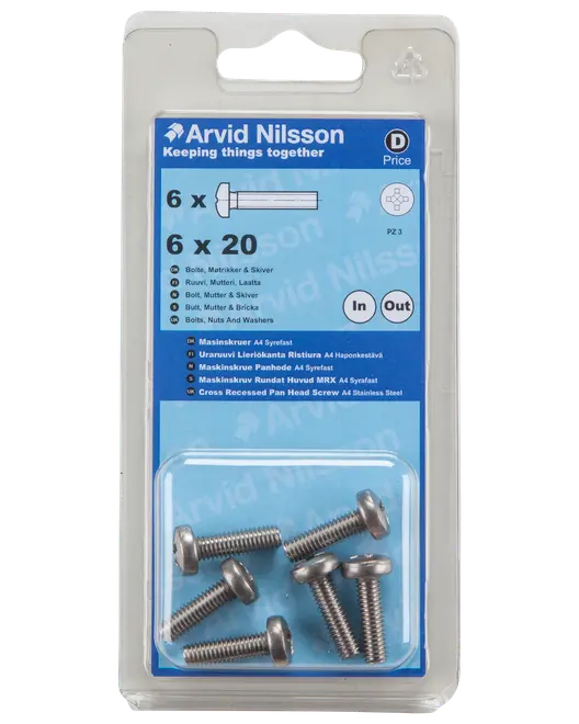 MASKINSKRUV A4 PH M6X20 6 ST