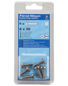 Arvid Nilsson Maskinskrue A4 PH M6 x 20 mm 6-pak