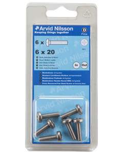 Arvid Nilsson Maskinskrue A4 PH M6 x 20 mm 6-pak