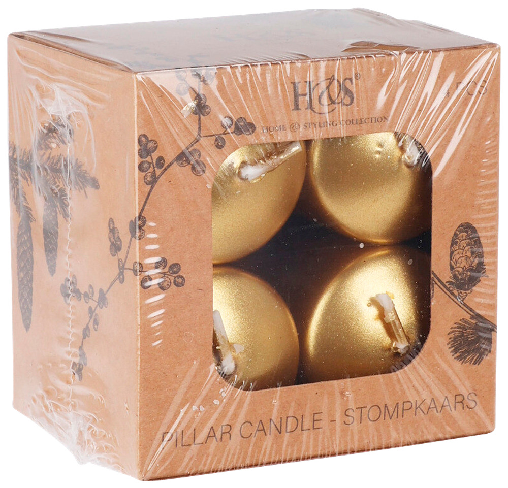 Blockljus mini guld 4-pack