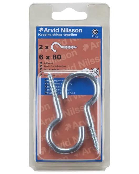 Skruekrog Ø6 x 80 mm 2-pak