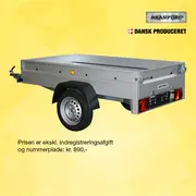 Brandford trailer i sølvfarve på en gul baggrund