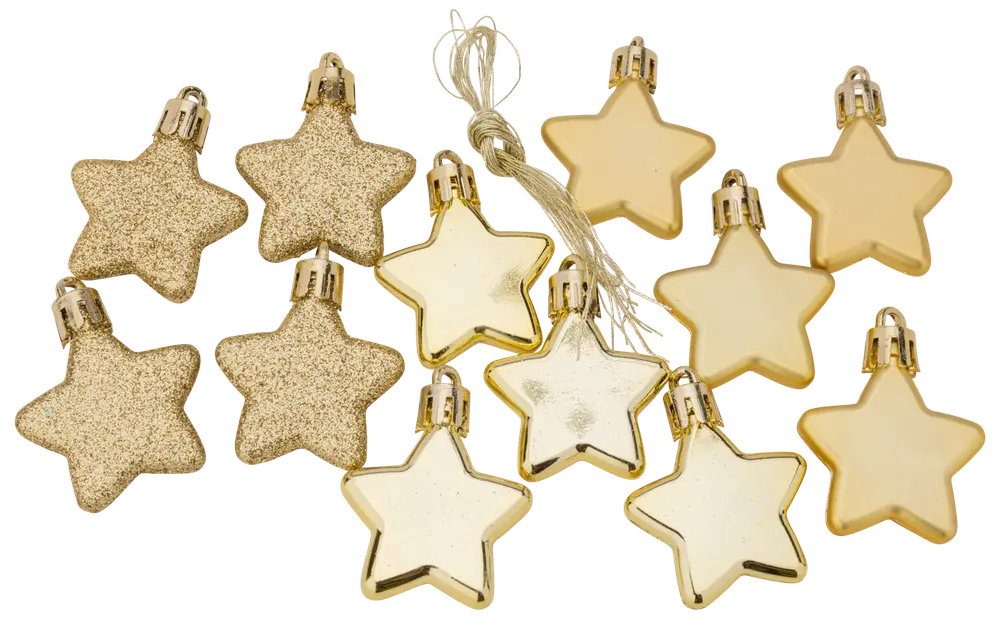 Julgranspynt Stjärna 12-pack - Guld