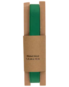 Ribbad band 1,5 cm x 10 meter - grön